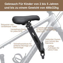 Laden Sie das Bild in den Galerie-Viewer, Frontmontierter Kinderfahrradsitz