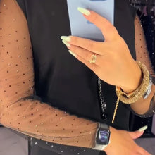 Laden Sie das Bild in den Galerie-Viewer, Kleid mit Rundhalsausschnitt, transparentem Netzstoff und Nähten
