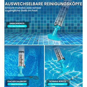 3-in-1 kabelloser, wiederaufladbarer Poolsauger mit leistungsstarkem Motor