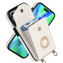 Laden Sie das Bild in den Galerie-Viewer, IPhone-Leder-Brieftaschenhülle mit Schlaufe und Umhängeband