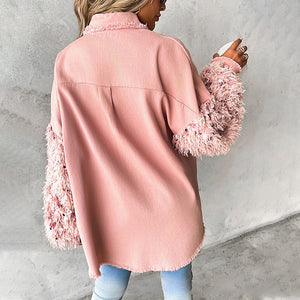 Pailletten-Patchwork-Cardigan-Jacke