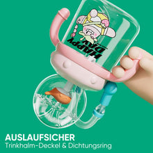 Laden Sie das Bild in den Galerie-Viewer, Auslaufsicherer Wal-Brunnenbecher mit Silikonstrohhalm