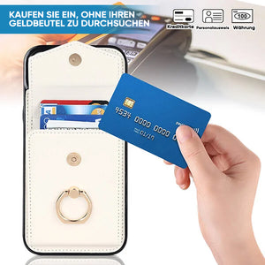 IPhone-Leder-Brieftaschenhülle mit Schlaufe und Umhängeband