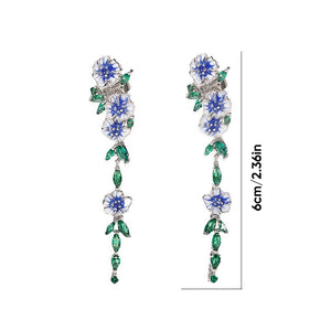 Blaue Blumenkettenohrringe