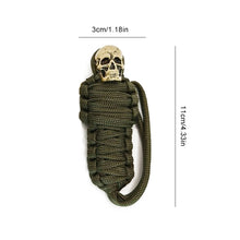 Laden Sie das Bild in den Galerie-Viewer, Paracord Mumie Messing Totenkopf Schlüsselanhänger
