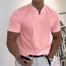 Laden Sie das Bild in den Galerie-Viewer, Sportliches Kurzarm-T-Shirt mit V-Ausschnitt