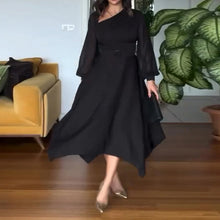 Laden Sie das Bild in den Galerie-Viewer, Kleid mit Perlenbesatz und Puffärmeln an der Taille