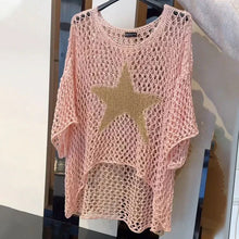 Laden Sie das Bild in den Galerie-Viewer, Modisches Häkel-Fischnetz-Top für Damen mit Rundhalsausschnitt