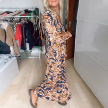 Laden Sie das Bild in den Galerie-Viewer, Bedrucktes Maxikleid mit V-Ausschnitt