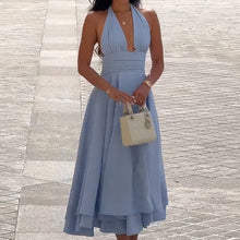 Laden Sie das Bild in den Galerie-Viewer, Neckholder-Kleid in Volltonfarbe, leger