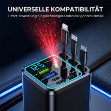 Laden Sie das Bild in den Galerie-Viewer, 7-in-1 universelles einziehbares Auto-Ladegerät mit intelligenter Spannungsanzeige und Sternenhimmelbeleuchtung