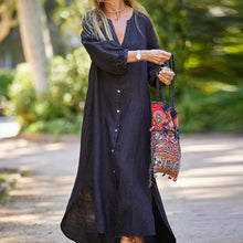 Laden Sie das Bild in den Galerie-Viewer, Baumwoll-Leinenhemd langer Rock