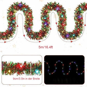 🎁🎄Weihnachts-Lametta-Girlande mit LED-Lichtern