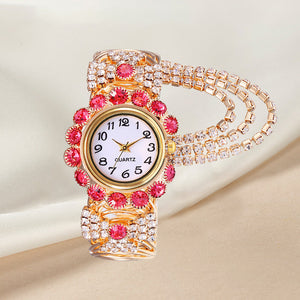 Modische Damenuhr mit Diamant-Intarsien