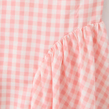 Laden Sie das Bild in den Galerie-Viewer, Kariertes Kleid mit V-Ausschnitt und Riemchenausschnitt