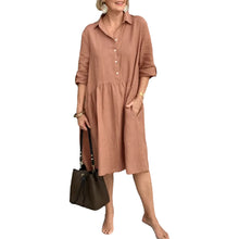 Laden Sie das Bild in den Galerie-Viewer, Freizeitkleid aus Baumwollleinen für Damen