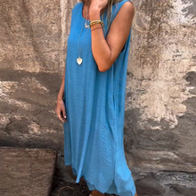 Laden Sie das Bild in den Galerie-Viewer, Damen Ärmelloses Freizeitkleid mit Rundhalsausschnitt