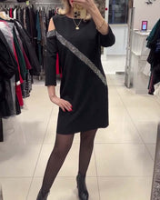 Laden Sie das Bild in den Galerie-Viewer, Lässiges, modisches Paillettenkleid mit Rundhalsausschnitt