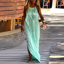 Laden Sie das Bild in den Galerie-Viewer, Bedrucktes langes Trägerkleid