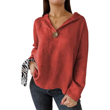 Laden Sie das Bild in den Galerie-Viewer, Einknopf-Frack-Kapuzen-Sweatshirt mit V-Ausschnitt