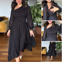 Laden Sie das Bild in den Galerie-Viewer, Kleid mit Perlenbesatz und Puffärmeln an der Taille