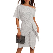 Laden Sie das Bild in den Galerie-Viewer, Schulterfreies Kleid mit Pailletten