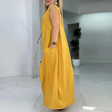 Laden Sie das Bild in den Galerie-Viewer, Lässiges ärmelloses Maxikleid mit abstraktem Print