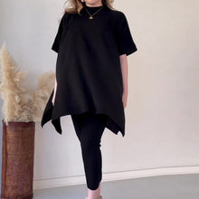 Laden Sie das Bild in den Galerie-Viewer, Zweiteiliges Stretch-Strickset für Damen (Oberteil + Hose)