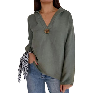 Einknopf-Frack-Kapuzen-Sweatshirt mit V-Ausschnitt