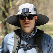 Laden Sie das Bild in den Galerie-Viewer, Solar- und USB-Ladeventilator Outdoor-Fischerhut