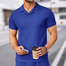 Laden Sie das Bild in den Galerie-Viewer, 2023 Neues Sommer-Poloshirt mit Waffelmuster und V-Ausschnitt