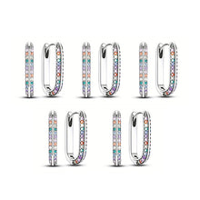 Laden Sie das Bild in den Galerie-Viewer, Modische geometrische Ohrclips mit bunten Zirkonia-Steinen