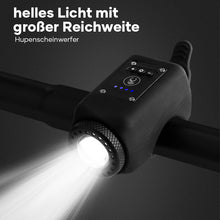 Laden Sie das Bild in den Galerie-Viewer, Wasserdichter Fahrradscheinwerfer für den Außenbereich mit Hupe
