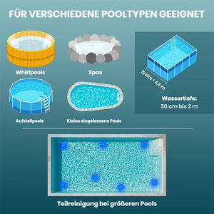 3-in-1 kabelloser, wiederaufladbarer Poolsauger mit leistungsstarkem Motor