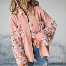 Laden Sie das Bild in den Galerie-Viewer, Pailletten-Patchwork-Cardigan-Jacke