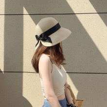 Laden Sie das Bild in den Galerie-Viewer, Sonnenschirm Strohhut mit Schleife