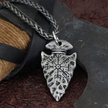 Laden Sie das Bild in den Galerie-Viewer, Odins Speer-Halskette mit Vegvisir-Symbol