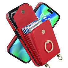 Laden Sie das Bild in den Galerie-Viewer, IPhone-Leder-Brieftaschenhülle mit Schlaufe und Umhängeband