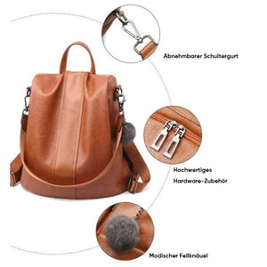 Diebstahlsicherer Lederrucksack für Damen