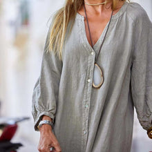 Laden Sie das Bild in den Galerie-Viewer, Baumwoll-Leinenhemd langer Rock