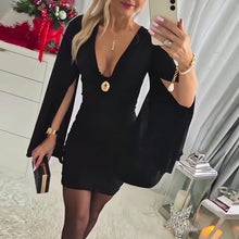 Laden Sie das Bild in den Galerie-Viewer, Modisches sexy Hüftkleid mit V-Ausschnitt