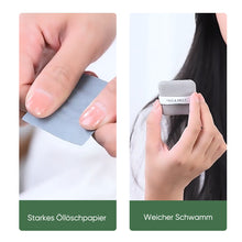 Laden Sie das Bild in den Galerie-Viewer, Tragbares Gesichtsöl-Löschpapier mit Puderquastenspiegel
