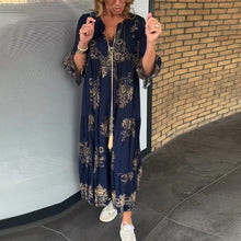 Laden Sie das Bild in den Galerie-Viewer, Lässiges Vintage-Kleid mit V-Ausschnitt