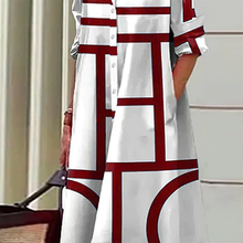 Laden Sie das Bild in den Galerie-Viewer, Kleid mit geometrischem Aufdruck und Taschen