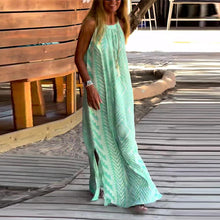 Laden Sie das Bild in den Galerie-Viewer, Bedrucktes langes Trägerkleid