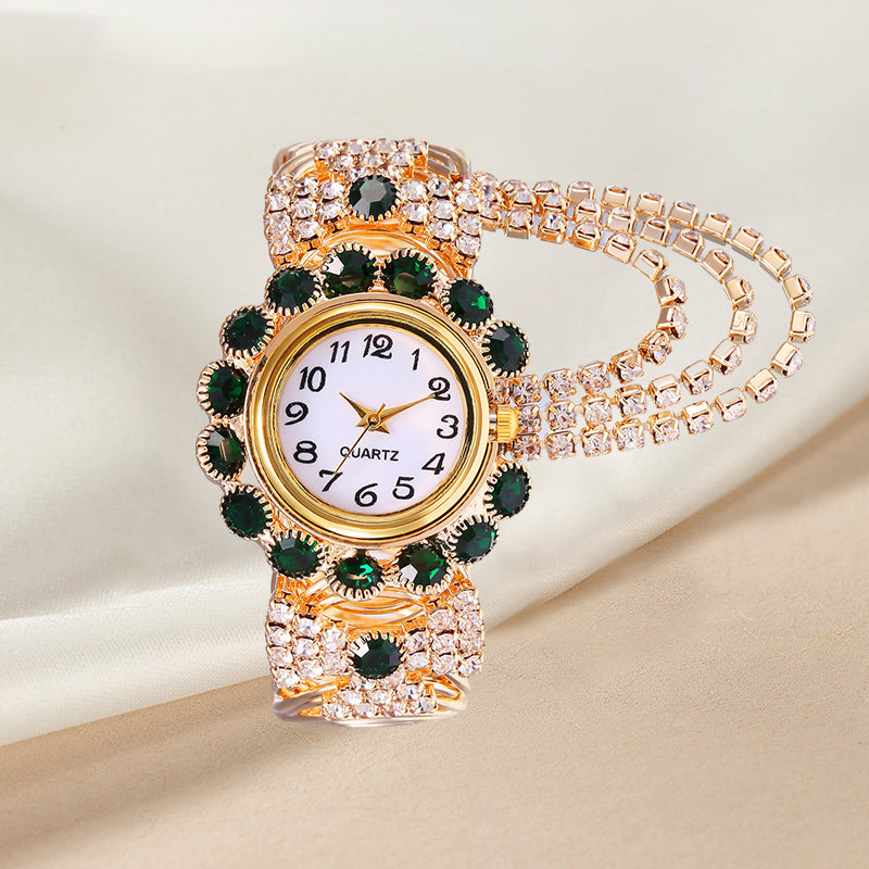 Modische Damenuhr mit Diamant-Intarsien