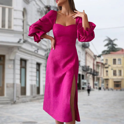 Geschlitztes Kleid mit Prinzessinnenärmeln