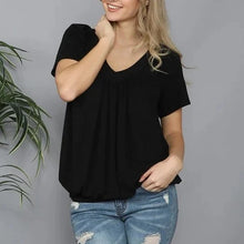 Laden Sie das Bild in den Galerie-Viewer, Einfarbiges T-Shirt-Oberteil mit Faltendesign