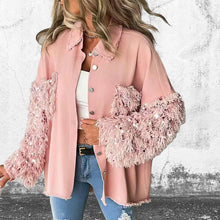 Laden Sie das Bild in den Galerie-Viewer, Pailletten-Patchwork-Cardigan-Jacke