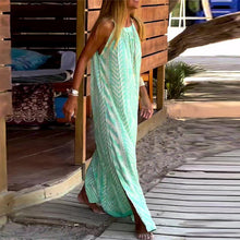Laden Sie das Bild in den Galerie-Viewer, Bedrucktes langes Trägerkleid